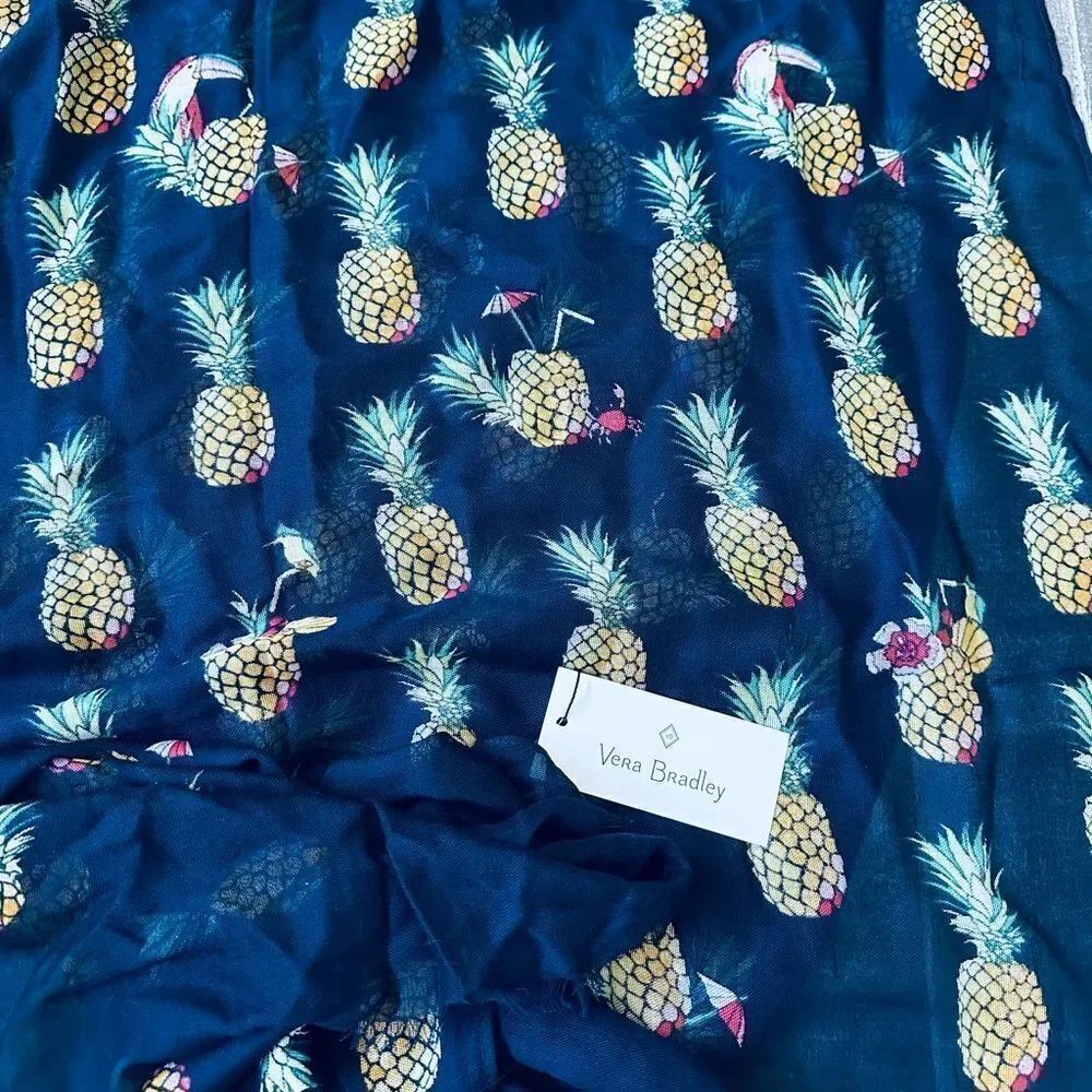Vera Bradley Toucan Party Tropical Pineapple Soft Fringe Scarf